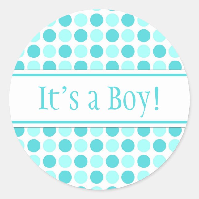 Blue Dots Es ist ein Baby-Aufkleber Runder Aufkleber (Vorderseite)