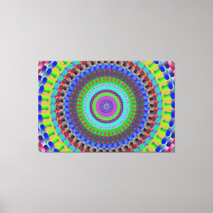 Blue Dots Mandala Circle Stretched Canvas Print Leinwanddruck