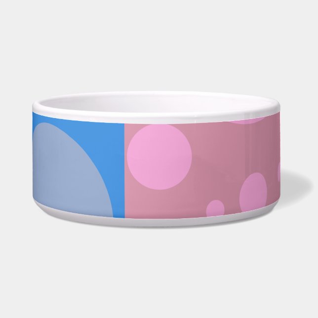 Blue Dots Pink Dot Art Große Pet Bowl Napf (Vorderseite)
