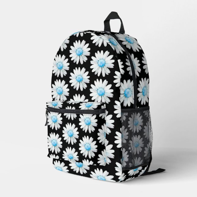Blue Dotted Daisy's Bedruckter Rucksack (Rückseitige Ecke Rechts)