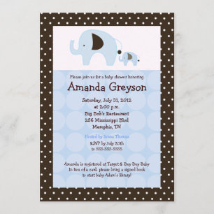 Blue Dottie Elephant 12x18 Baby Dusche Einladung