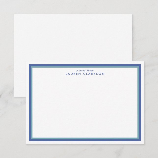 Blue Double Frame Modern Stationer Note Card Einladung (Vorne/Hinten)