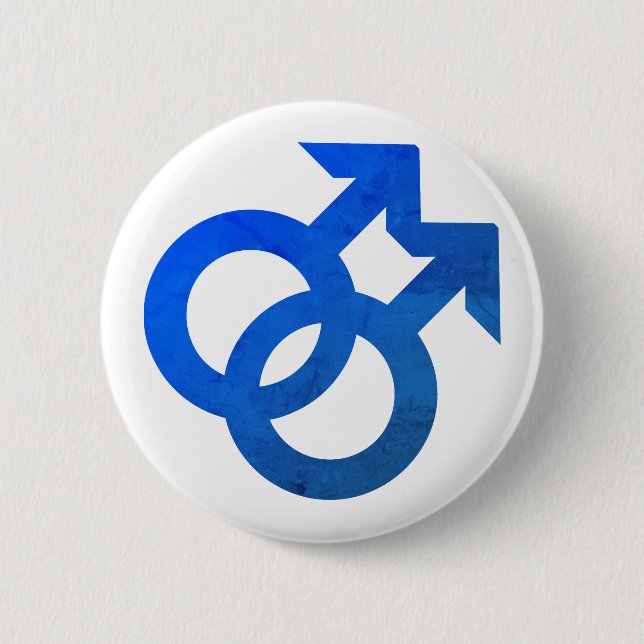 Blue Double Male Symbol Button (Vorderseite)