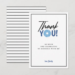 Blue Doughnut Theme Party Danke Card