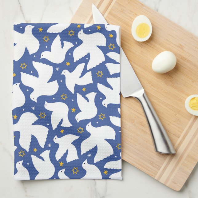 Blue Dove Star de David Hanoukka Serviette de cuis (Quart Plié)