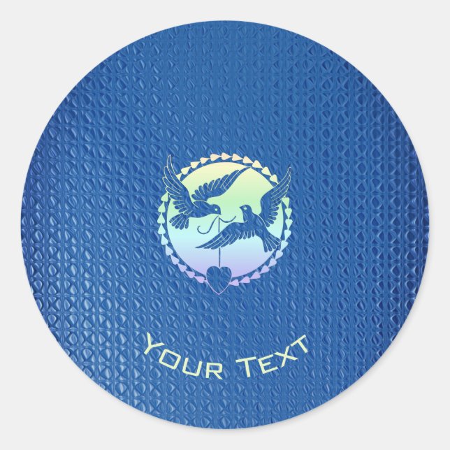Blue Doves Decorative Classic Round Sticker (Vorderseite)