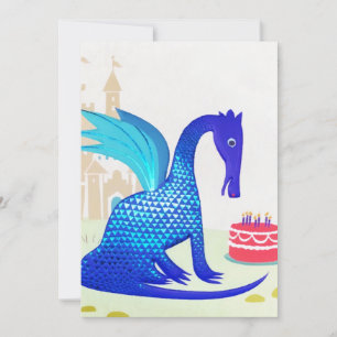 Blue Dragon Baby Birthday Cake Candles Feiertagskarte