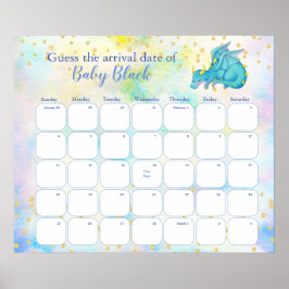 Blue Dragon Baby Shooting Due Date Kalender Poster