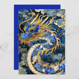 Blue Dragon Birthday Card Einladung