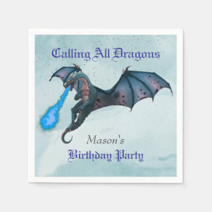 Blue Dragon Birthday Party Serviette