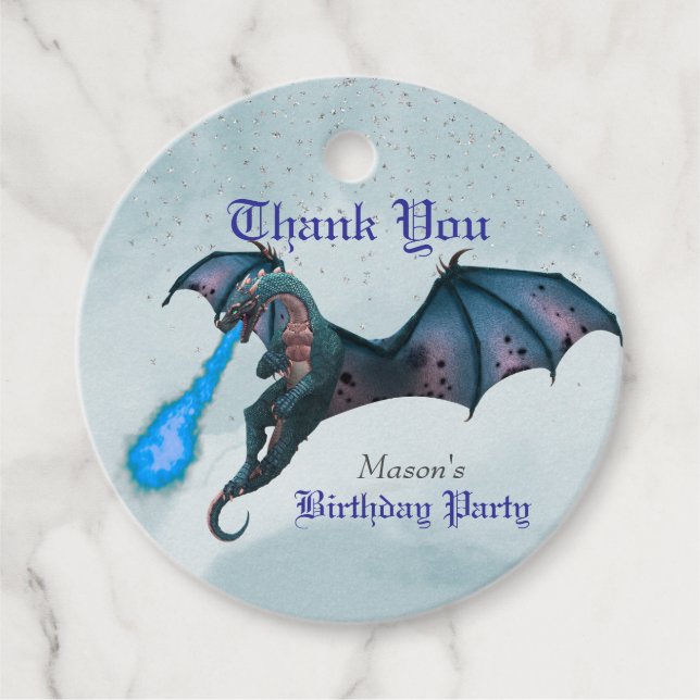 Blue Dragon Birthday Vielen Dank Geschenkanhänger (Vorderseite)
