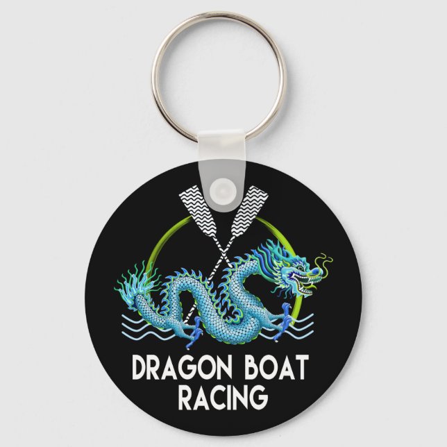 Blue Dragon Boat Racing Keychain Schlüsselanhänger (Vorderseite)