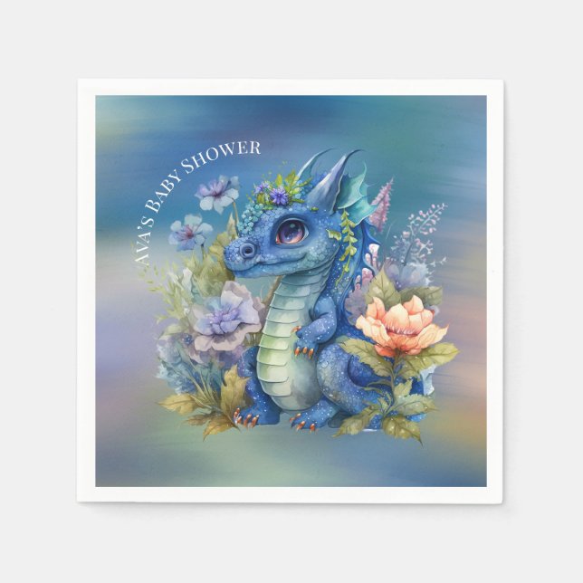 Blue Dragon Boy Baby Dusche Serviette (Vorderseite)