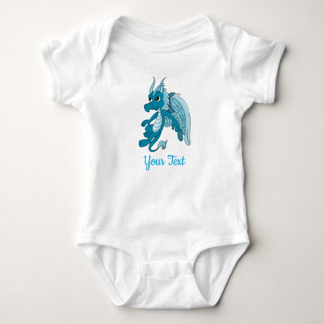 Blue Dragon Cartoon Baby Bodysuit Strampler (Vorderseite)
