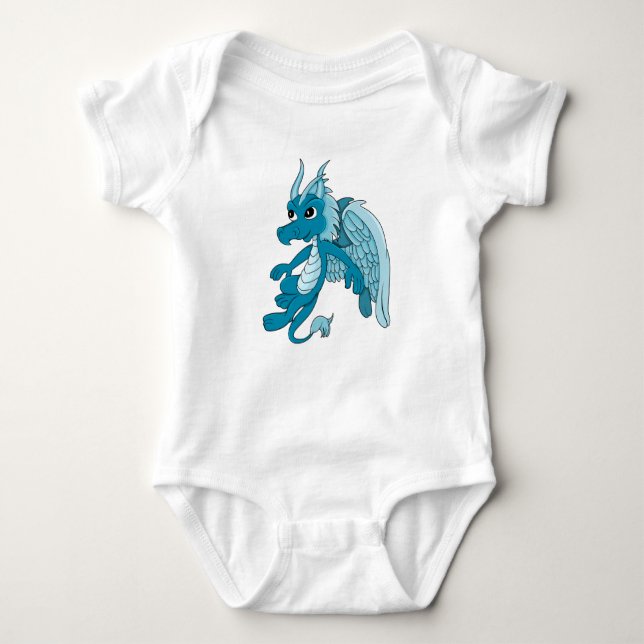 Blue Dragon Cartoon Baby Strampler (Vorderseite)