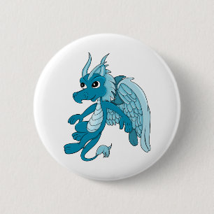 Blue Dragon Cartoon Button