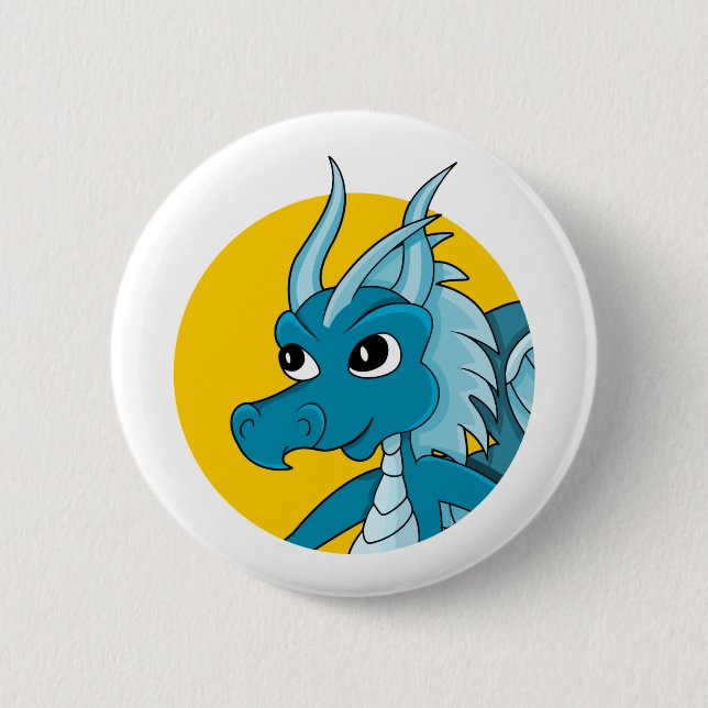 Blue Dragon Cartoon Button (Vorderseite)
