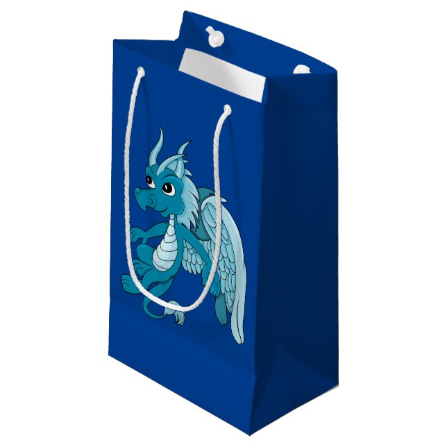 Blue Dragon Cartoon Kleine Geschenktüte (Vorderseite Schrägansicht)