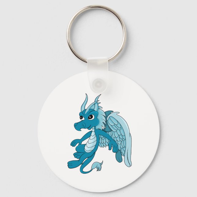 Blue Dragon Cartoon Schlüsselanhänger (Vorderseite)
