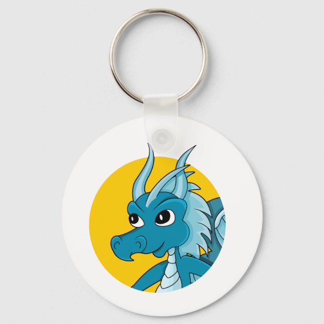 Blue Dragon Cartoon Schlüsselanhänger (Vorderseite)