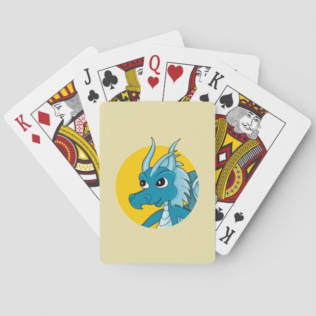 Blue Dragon Cartoon spielt Karten Spielkarten (Rückseite)