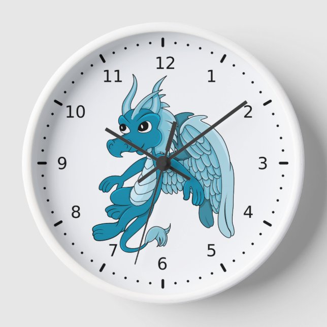 Blue Dragon Cartoon Uhr (Vorderseite)