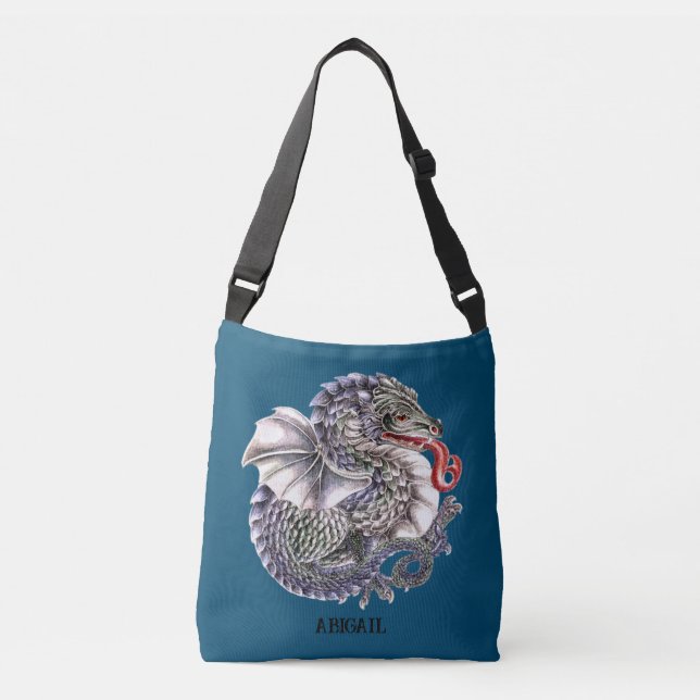 Blue Dragon Cross Body Bag Tragetaschen Mit Langen Trägern (Vorderseite)