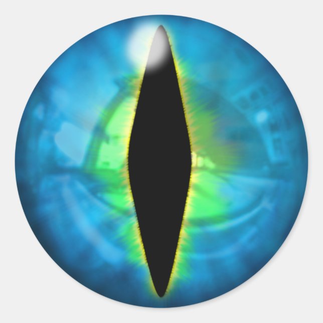 Blue Dragon Eye Runder Aufkleber (Vorderseite)