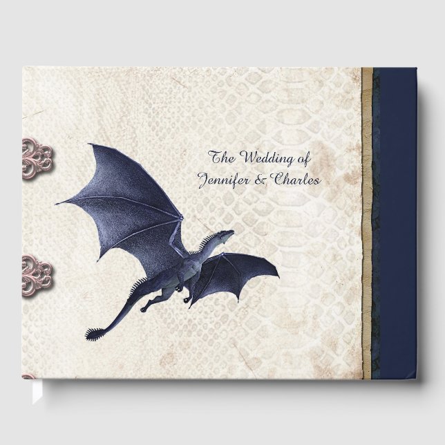 Blue Dragon Fantasy Wedding Gästebuch (Vorderseite)