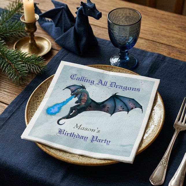 Blue Dragon Geburtstagsfeier Serviette (Von Creator hochgeladen)