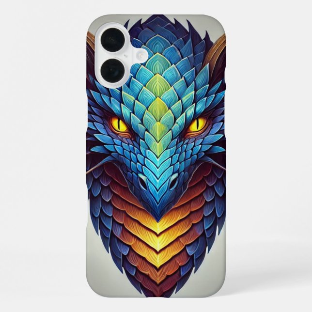 Blue Dragon Head iPhone 16 Plus Hülle (Rückseite)