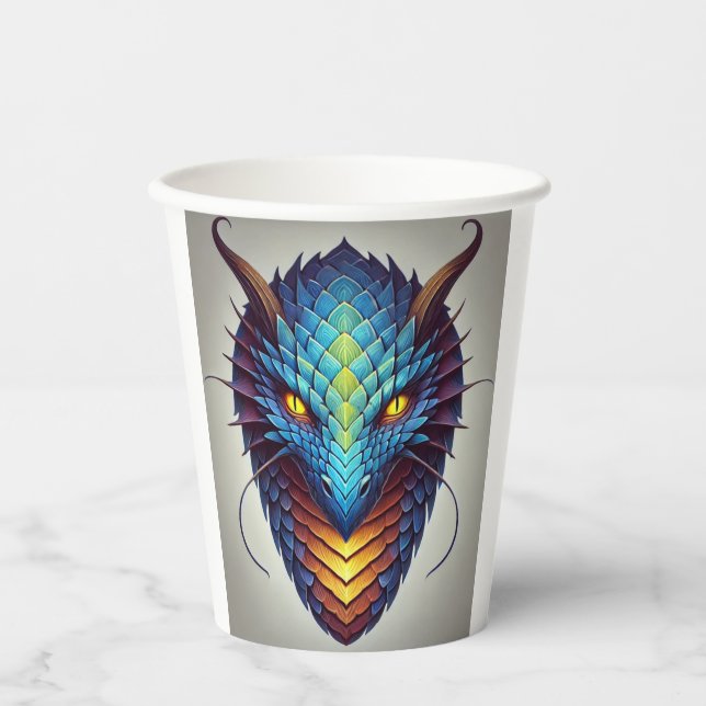 Blue Dragon Head Pappbecher (Vorderseite)