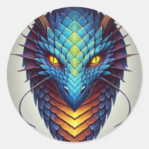 Blue Dragon Head Runder Aufkleber