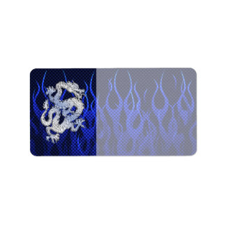 Blue Dragon in Chrome Carbon Fiber Stile Adressaufkleber