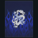 Blue Dragon in Chrome Carbon Fiber Stile Flyer<br><div class="desc">Ein kühner Drache in Chrom wie Silber-Stil auf einem Karbon-Hintergrund-Druck zum Tragen oder zu teilen bei allen festlichen Anlässen. Eine tolle Geschenkidee!</div>