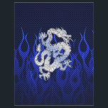 Blue Dragon in Chrome Carbon Fiber Stile Flyer<br><div class="desc">Ein kühner Drache in Chrom wie Silber-Stil auf einem Karbon-Hintergrund-Druck zum Tragen oder zu teilen bei allen festlichen Anlässen. Eine tolle Geschenkidee!</div>