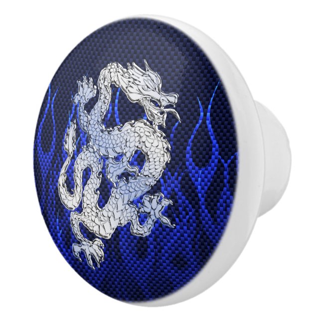 Blue Dragon in Chrome Carbon Fiber Stile Keramikknauf (Rechts)