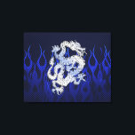 Blue Dragon in Chrome Carbon Fiber Stile Leinwanddruck<br><div class="desc">Ein kühner Drache in Chrom wie Silber-Stil auf einem Karbon-Hintergrund-Druck zum Tragen oder zu teilen bei allen festlichen Anlässen.</div>