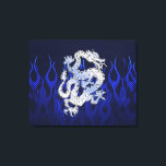 Blue Dragon in Chrome Carbon Fiber Stile Leinwanddruck<br><div class="desc">Ein kühner Drache in Chrom wie Silber-Stil auf einem Karbon-Hintergrund-Druck zum Tragen oder zu teilen bei allen festlichen Anlässen.</div>
