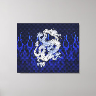 Blue Dragon in Chrome Carbon Fiber Stile Leinwanddruck