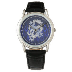 Blue Dragon in Chrome Carbon Racing Flammen Armbanduhr