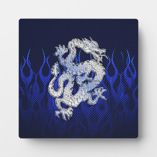 Blue Dragon in Chrome Carbon Racing Flammen Fotoplatte