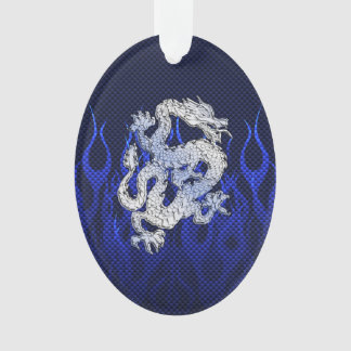 Blue Dragon in Chrome Carbon Racing Flammen Ornament