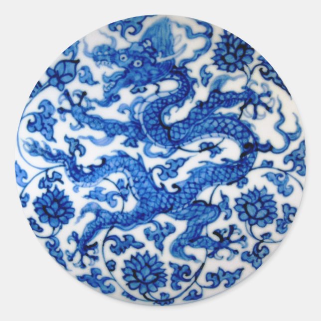 Blue Dragon Runder Aufkleber (Vorderseite)