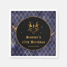 Blue Dragon Scales Gold Imitate Glitzer Geburtstag Serviette