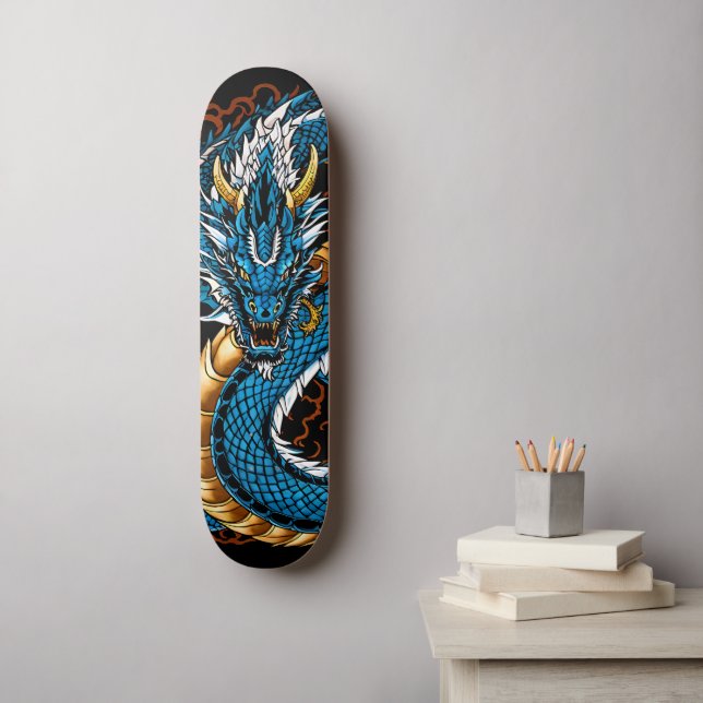 Blue Dragon Skateboard (Wandkunst)