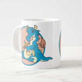 Blue Dragon spielt mit einer Figur des gestopften  Jumbo-Tasse