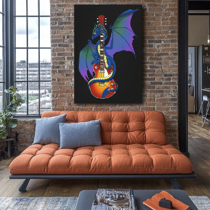 Blue Dragon Sunburst Gitarre Leinwanddruck