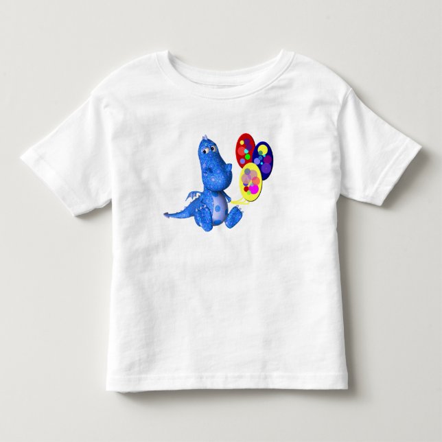 Blue Dragon und Balloons Niedlich Kleinkind T-shirt (Vorderseite)