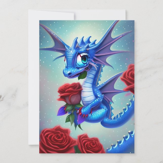 Blue Dragon Valentine Feiertagskarte (Vorderseite)